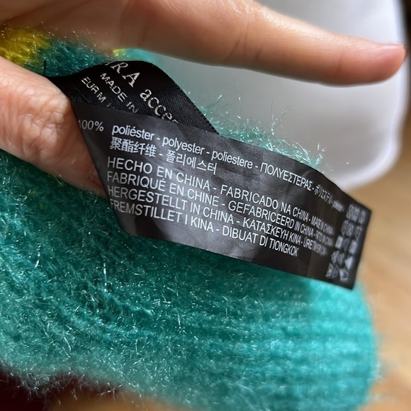 Zara Accessories: Teal, Peach, Purple, Green Pink Striped Wide Long Scarf USA M - Picture 8 of 9